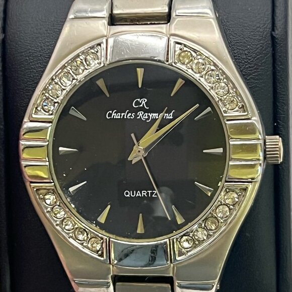 Working Charles Raymond Silver and Black men’s Watch - Picture 1 of 6